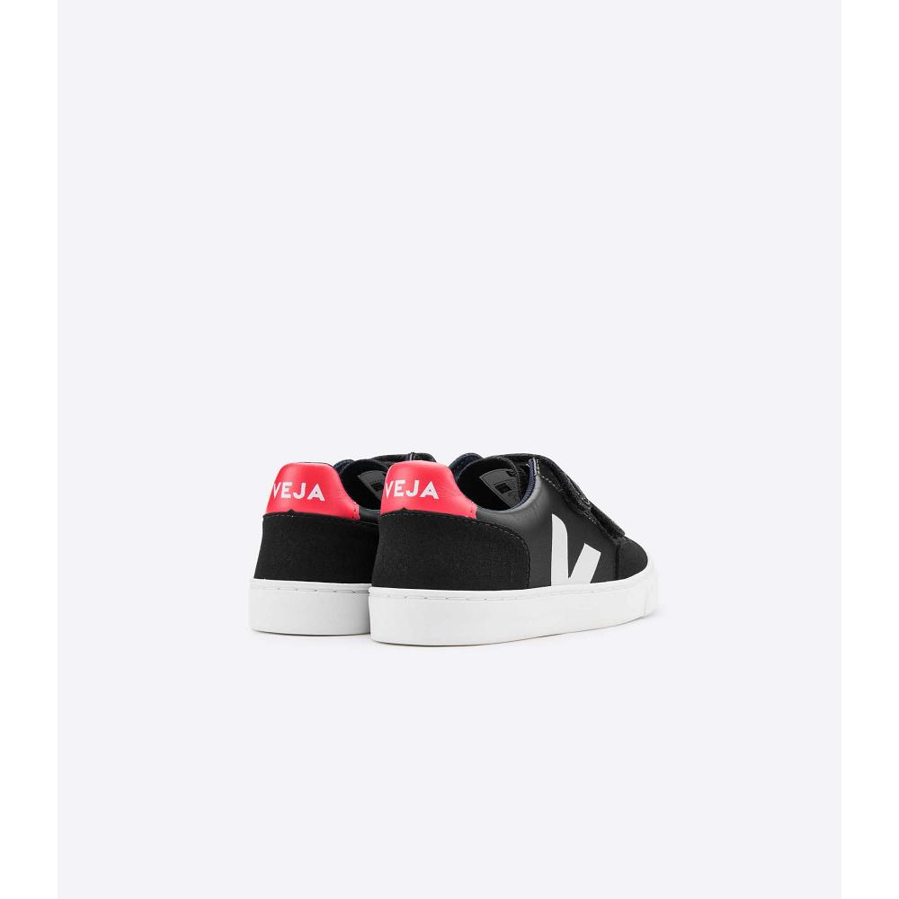 Veja V-12 LEATHER Sneakers Kinderen Black/White | BE 870QMA